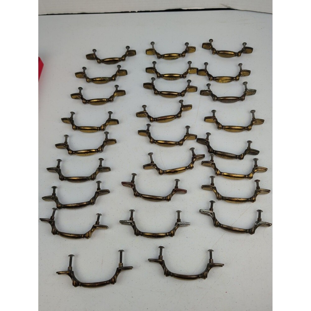 Vintage Keller Brass Co. Drawer Pulls Set Of 26 Pulls Brass With Screws